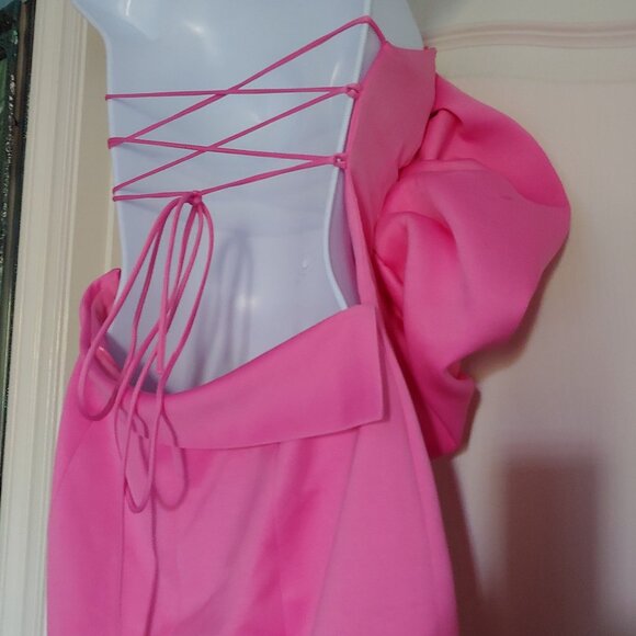 Zara Voluminous 3D Flower Design Dress Statement Piece Fuchsia Party Floral Mini - Picture 10 of 15